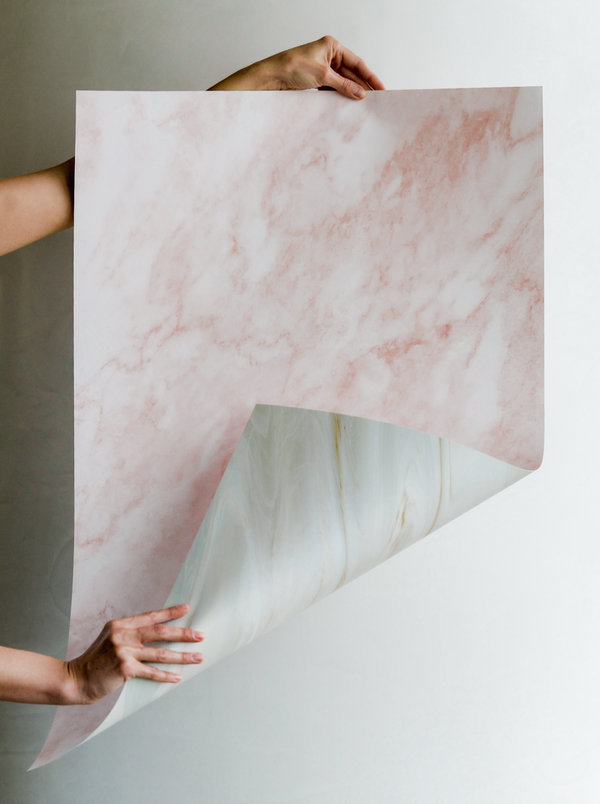 Aesthetic Beige & Pink Marble | Flat Lay Backdrop