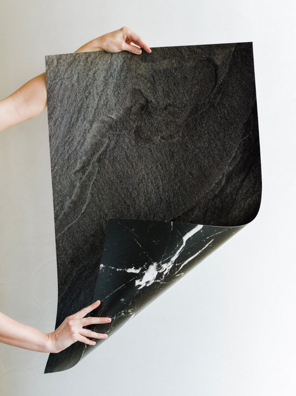 Double-sided "Black Sand and Monochrome Marble" Vinyl Backdrop