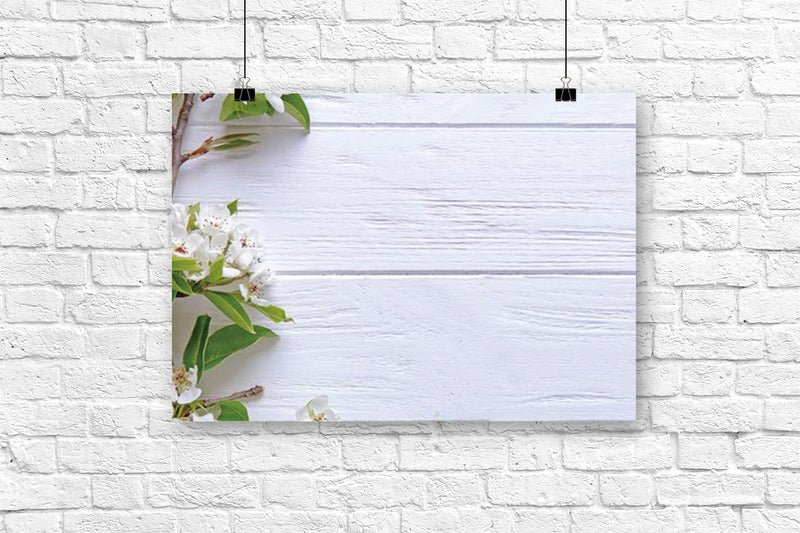 Cherry Blossom White Wooden Wall | Photography Backdrop